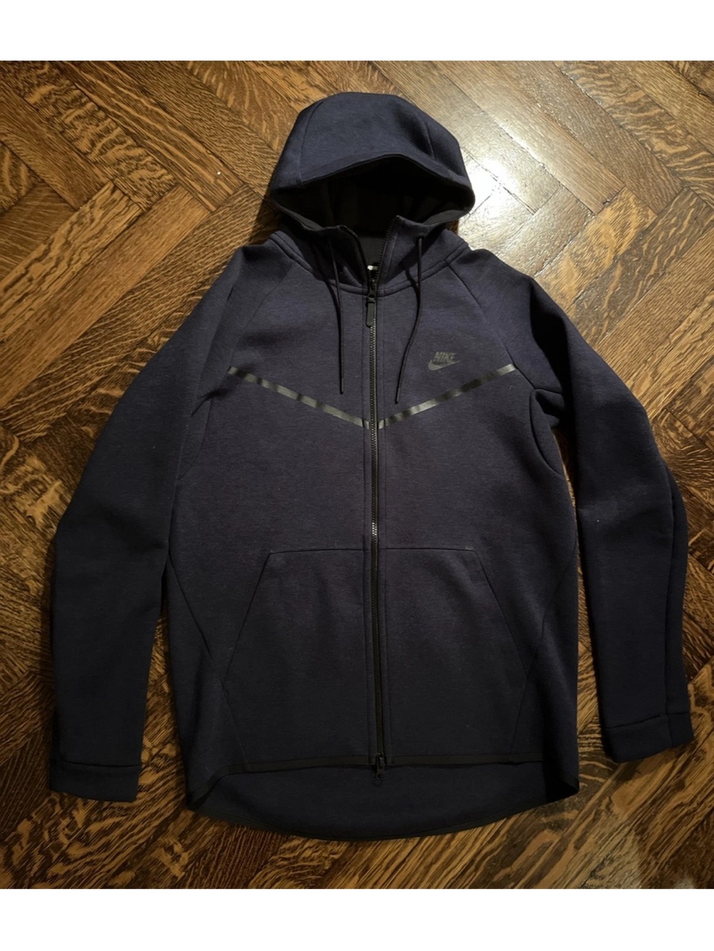 Nike Men’s Navy Blue Tech Fleece Full Zip Hooded Sweatshirt Size L